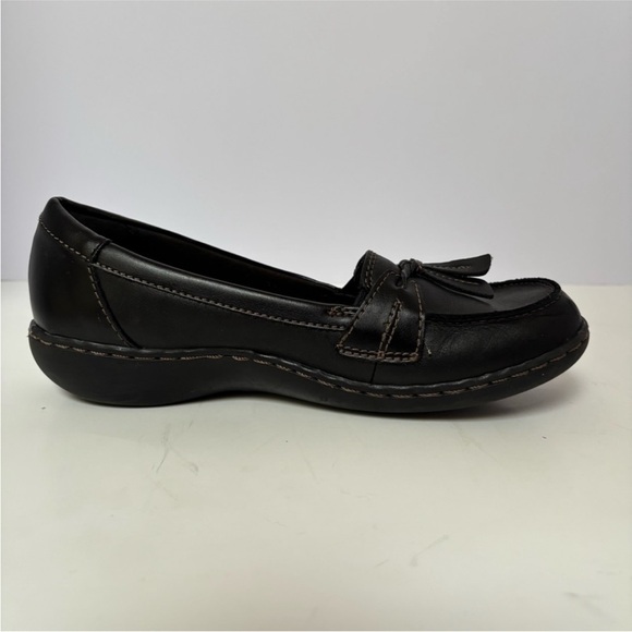 Clarks Ashland Bubble Loafers Work Shoes Comfort Slip On Leather Black Size 7 - Picture 9 of 11